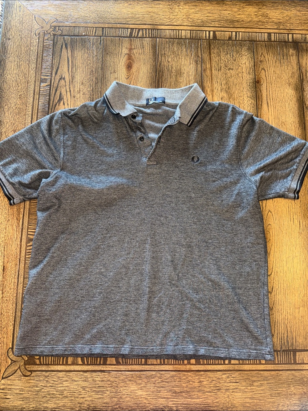 Fred Perry Grey Polo with Contrast Ribbed Collar